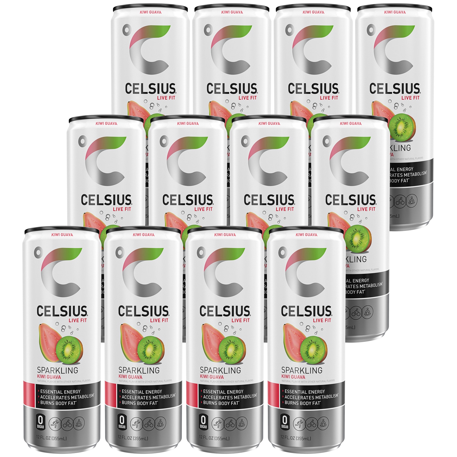 Celsius Sparkling Energy Drink, Kiwi Guava, Cans