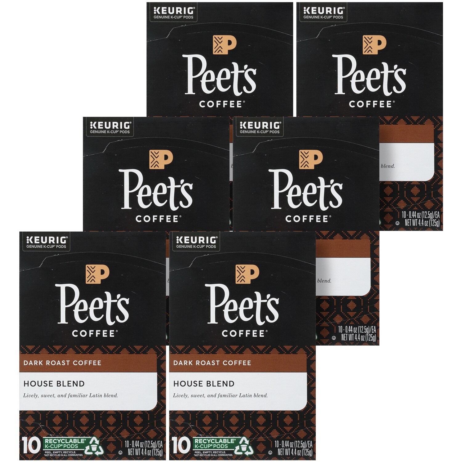 Peet's Coffee Dark Roast Coffee, House Blend, K-Cups