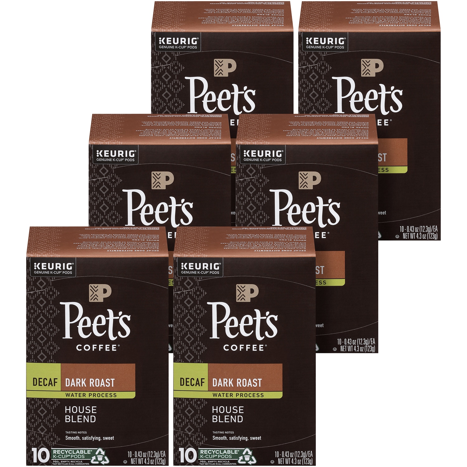 Peet's Coffee Decaf Dark Roast Coffee, House Blend, K-Cups