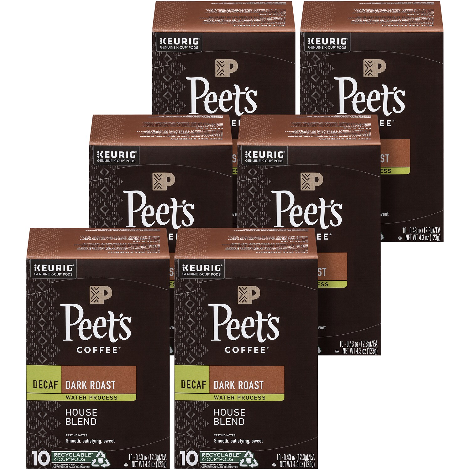 Peet's Coffee Decaf Dark Roast Coffee, House Blend, K-Cups