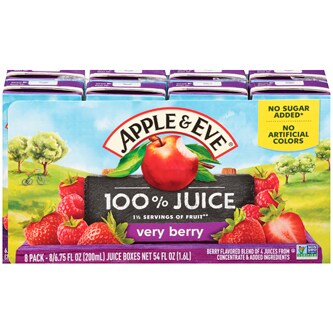 Apple & Eve 100% Juice Very Berry Juice, No Sugar Added, Boxes