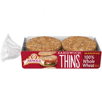 Arnold Select Sandwich Thins, 100% Whole Wheat