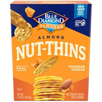 Blue Diamond Almond Nut-Thins, Cheddar Cheese Nut and Rice Cracker Snacks