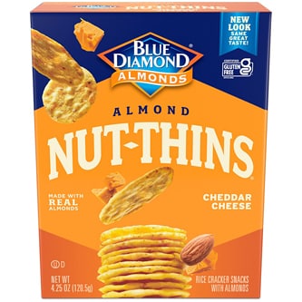 Blue Diamond Almond Nut-Thins, Cheddar Cheese Nut and Rice Cracker Snacks