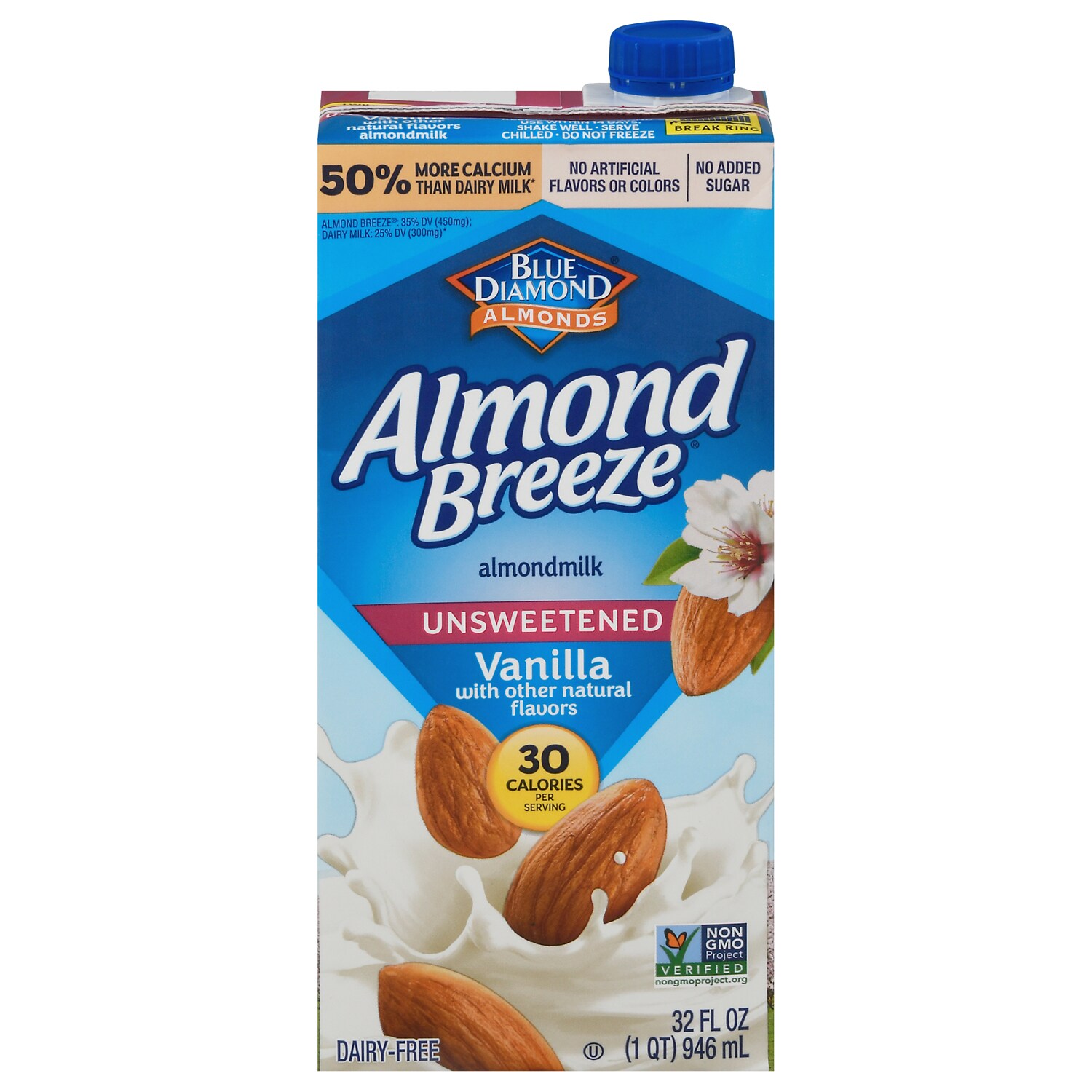 Blue Diamond Almond Breeze Almond Milk, Unsweetened Vanilla, Carton