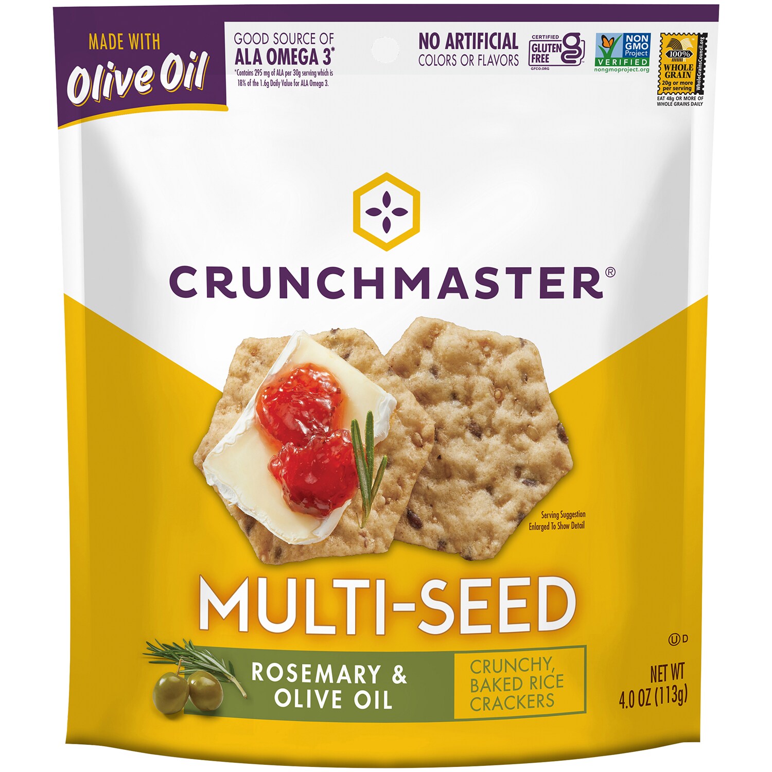 Crunchmaster Gluten-Free Multi-Seed Crackers, Rosemary & Olive Oil
