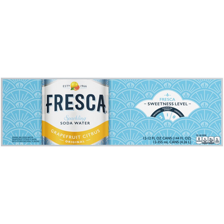 Fresca Sparkling Soda Water Fridge Pack, Grapefruit Citrus, Cans