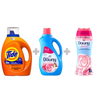 'Save a Bundle with Choice of Tide Liquid Laundry Detergent 84oz, Choice of Downy Fabric Softener, 77oz and Downy In-Wash Scent Booster Beads, April Fresh 13.4oz