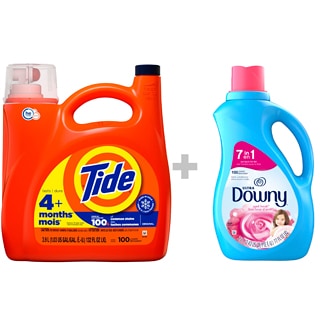Save a Bundle with Tide Detergent 132oz and Downy Fabric Softener 77oz