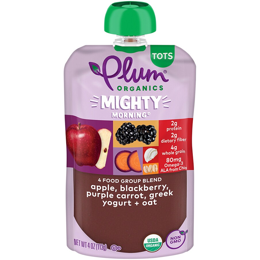 Plum Organics Mighty 4 Blend, Apple, Blackberry, Purple Carrot, Greek Yogurt & Oat