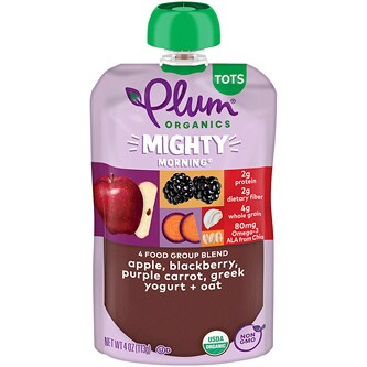 Plum Organics Mighty 4 Blend, Apple, Blackberry, Purple Carrot, Greek Yogurt & Oat