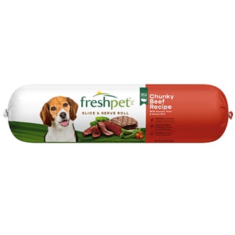 Freshpet Select Slice and Serve Adult Refrigerated Dog Food, Chunky Beef with Vegetables and Brown Rice Recipe