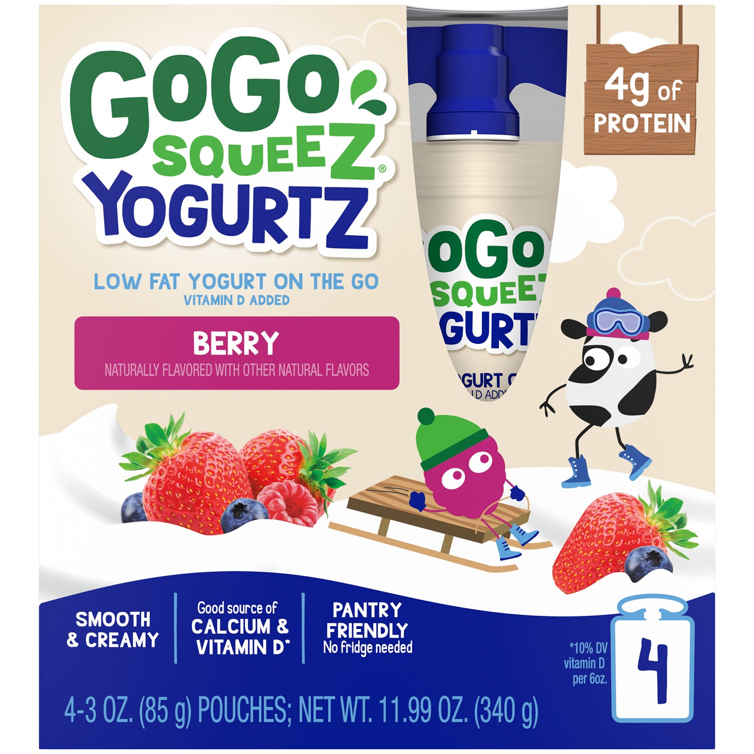 GoGo Squeez Yogurtz Low Fat Yogurt On-the-Go, Berry