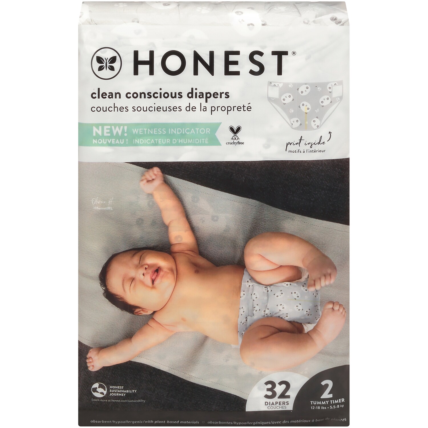 The Honest Company Diapers, Pandas, Size 2, 12-18lb
