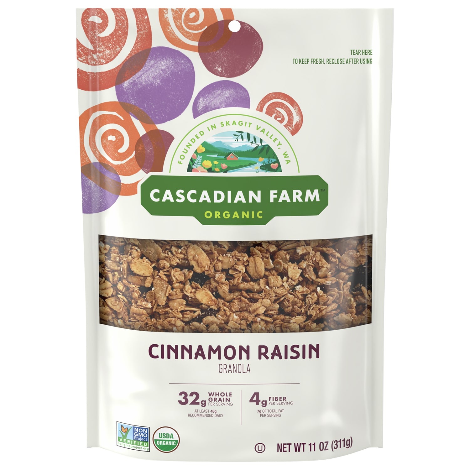 Cascadian Farm Organic Granola, Cinnamon Raisin