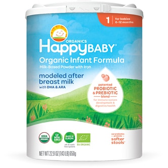 Happy Family Happy Baby Organic Milk Based Powder Infant Formula with Iron, Stage 1