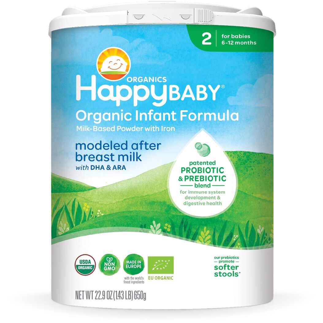Happy Family Happy Baby Organic Milk Based Powder Infant Formula with Iron, Stage 2