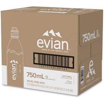 Evian Natural Spring Water, Sports Cap, Plastic Bottles