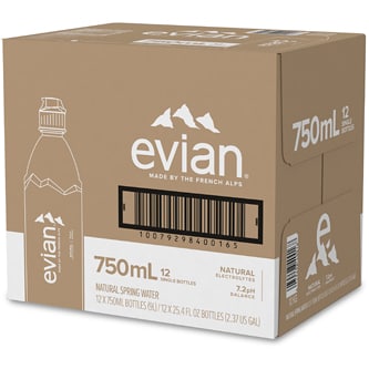 Evian Natural Spring Water, Sports Cap, Plastic Bottles