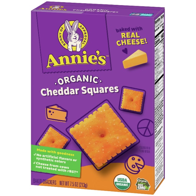 Annie's Organic Baked Snack Crackers, Cheddar Squares