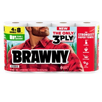 Brawny 3-Ply Paper Towels, Double Rolls, Tear-A-Square