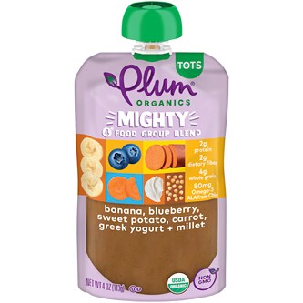 Plum Organics Mighty 4 Blend, Banana, Blueberry, Sweet Potato, Carrot, Greek Yogurt & Millet