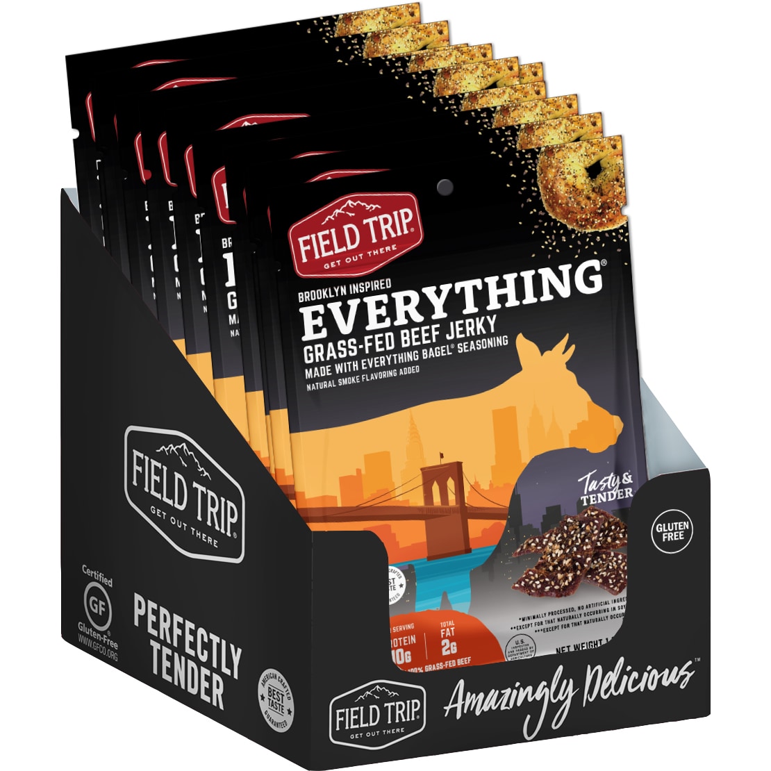 Field Trip All Natural Grass-Fed Beef Jerky, Everything Bagel