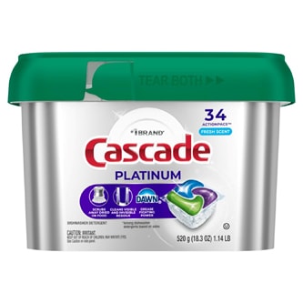Cascade Platinum ActionPacs Dishwasher Detergent, Fresh Scent