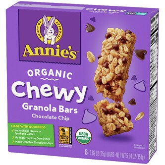 Annie's Organic Chewy Granola Bars, Chocolate Chip