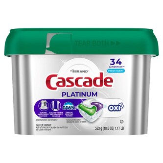 Cascade Platinum ActionPacs + Oxi Dishwasher Detergent, Fresh Scent