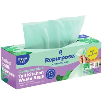 Repurpose Compostable Extra Strong Tall Kitchen Bags, 13 Gallon