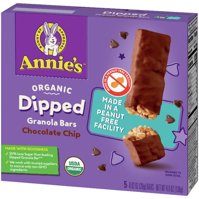 Annie's Organic Dipped Granola Bars, Chocolate Chip