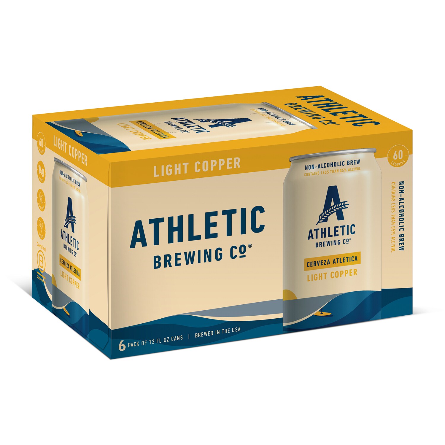 Athletic Brewing Co. Cerveza Atletica Non-Alcoholic Light Copper, Cans