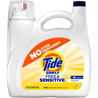 Tide Simply Free & Sensitive Liquid Laundry Detergent, Unscented