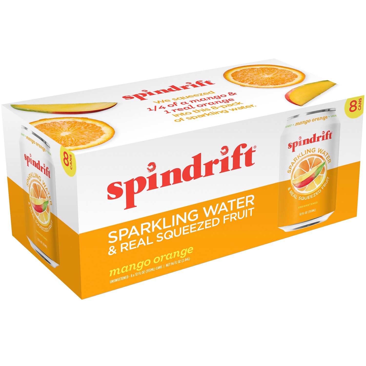 Spindrift Sparkling Water, Mango Orange, Cans