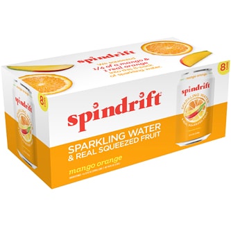 Spindrift Sparkling Water, Mango Orange, Cans