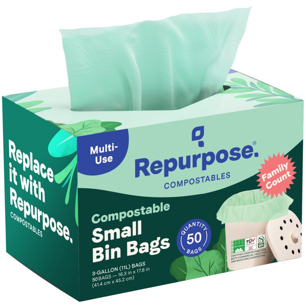 Repurpose Compostable Small Bin Bags, 3 Gallon