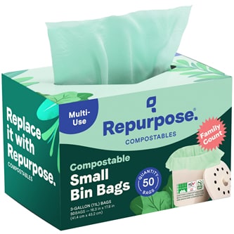 Repurpose Compostable Small Bin Bags, 3 Gallon