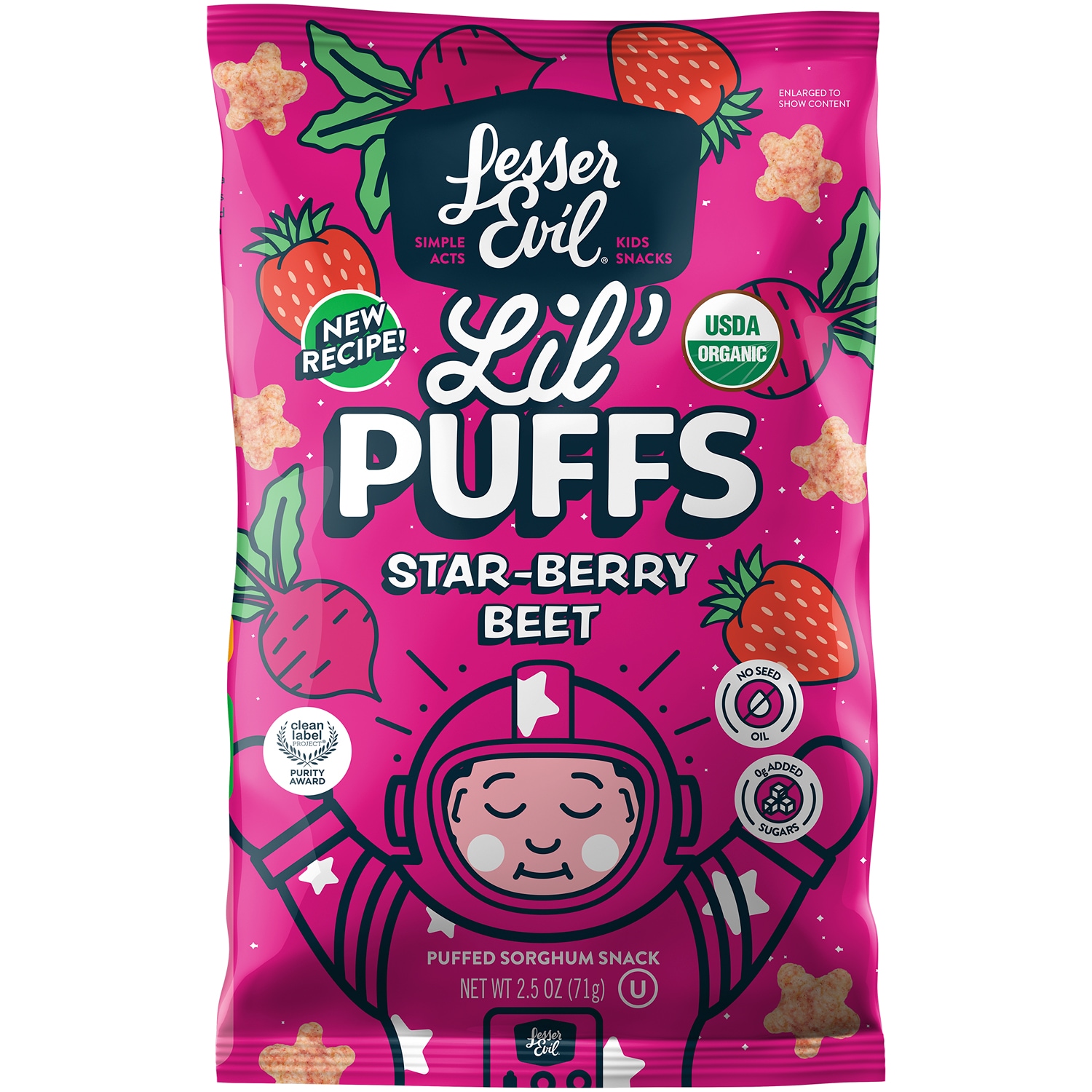 LesserEvil Organic Lil' Puffs, Star-berry Beet