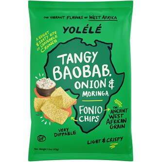 Yolélé Fonio Chips, Tangy Baobab, Onion + Moringa