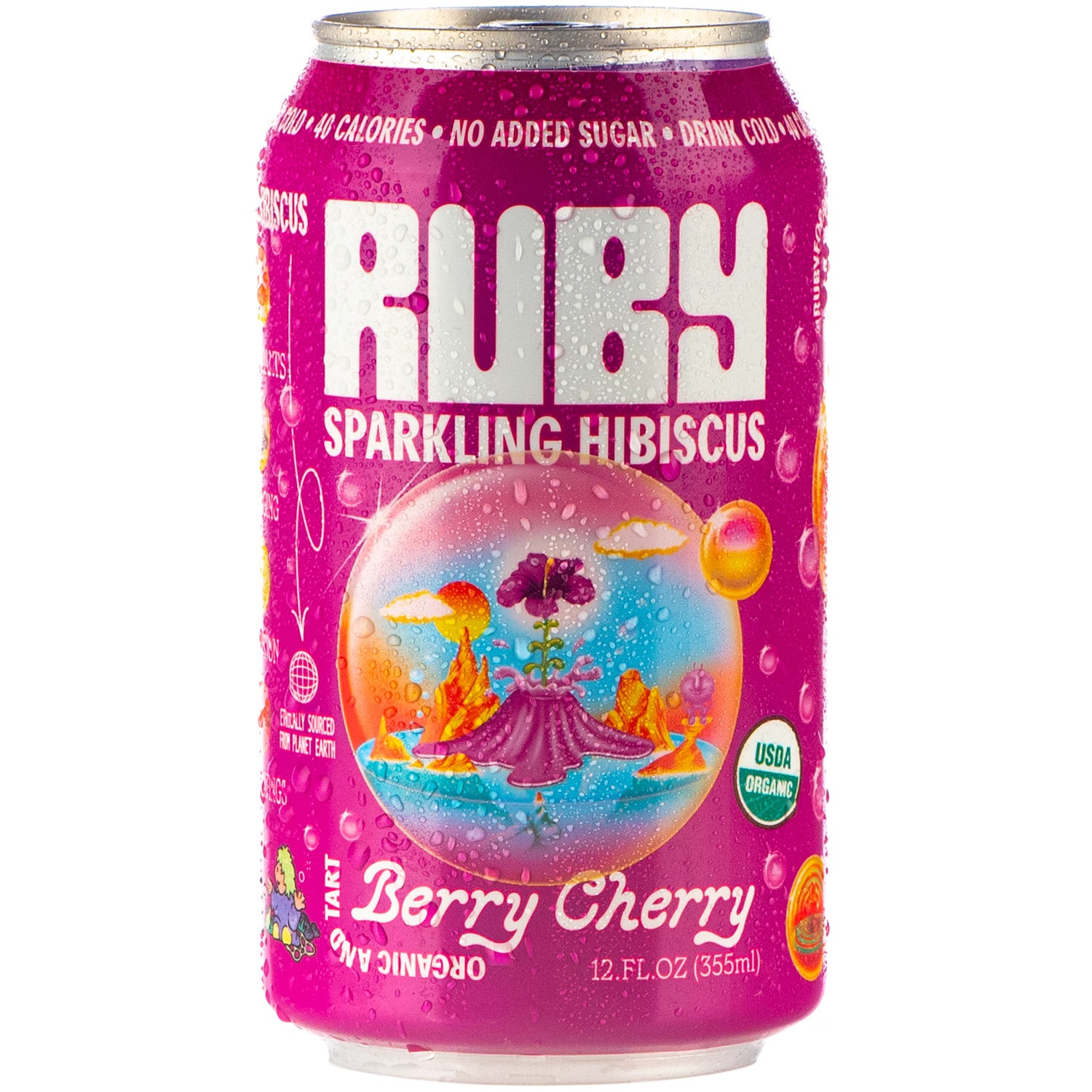 Ruby Organic Sparkling Hibiscus Water, Berry Cherry, Can