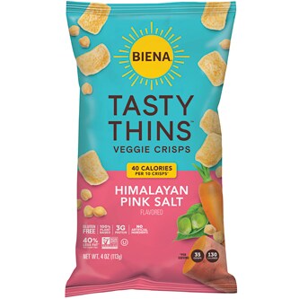Biena Tasty Thins Veggie Crisps, Himalayan Pink Salt
