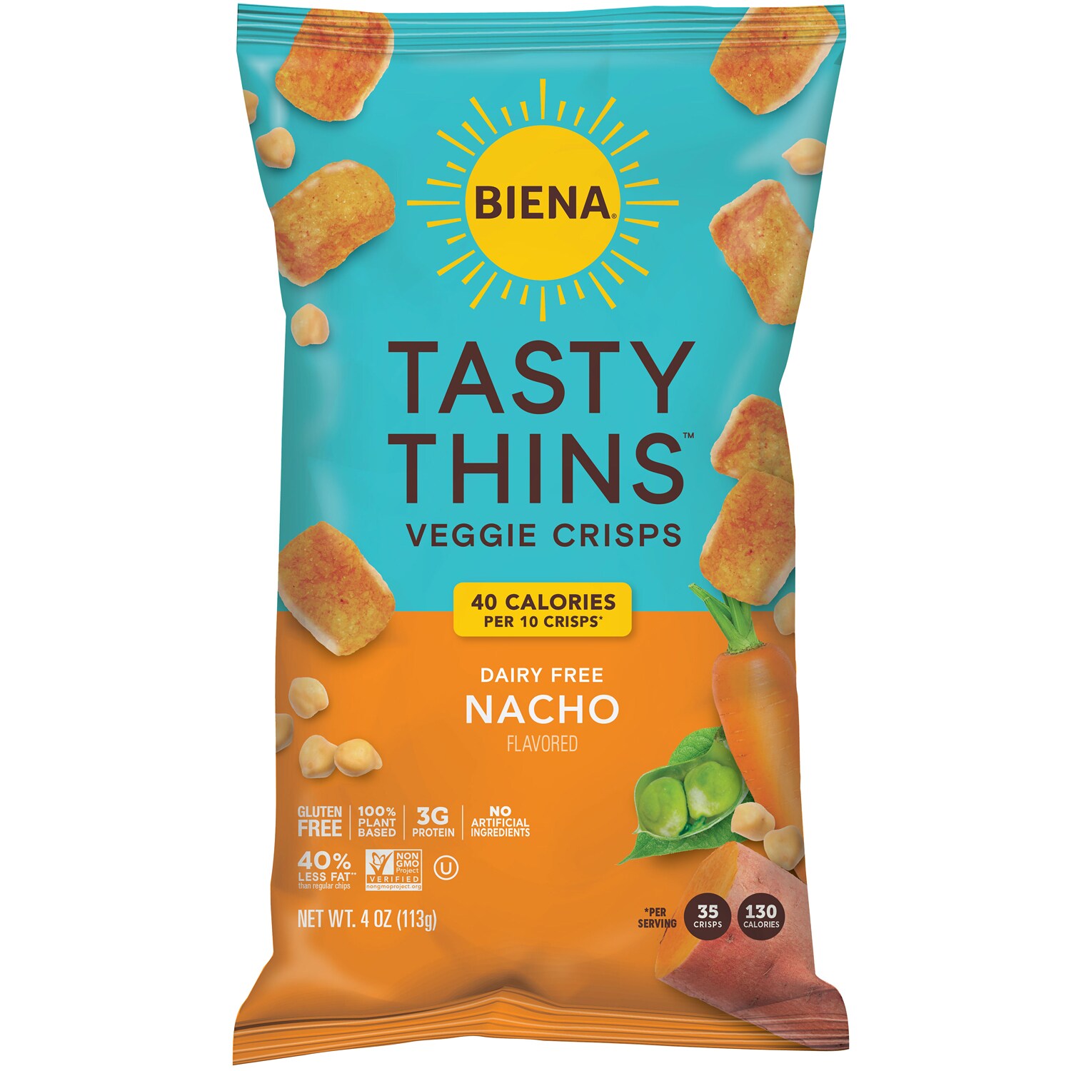 Biena Tasty Thins Veggie Crisps, Nacho