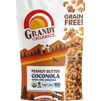 Grandy Organics Grain-Free Coconut Granola, Peanut Butter