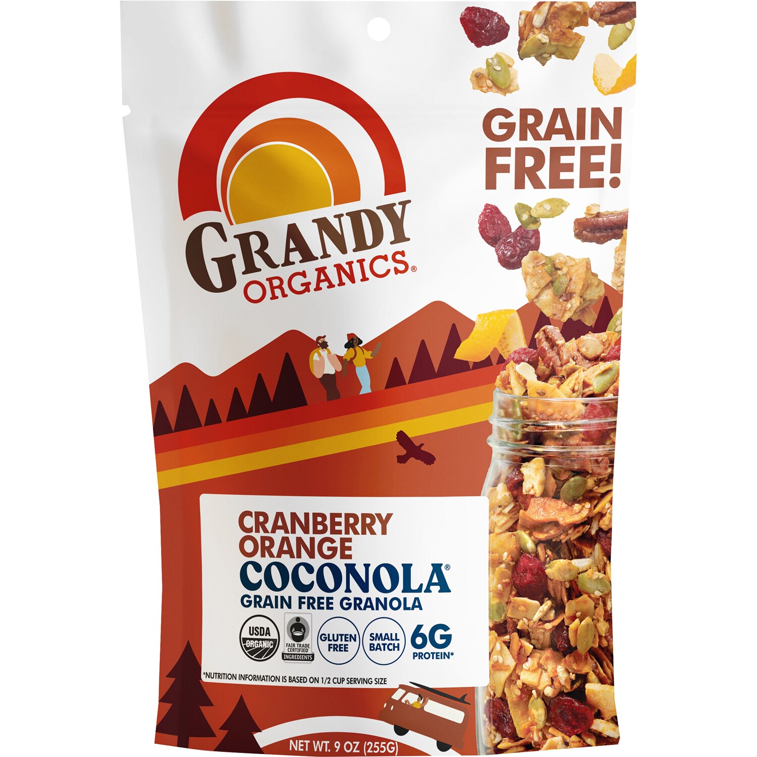 Grandy Organics Grain-Free Coconut Granola, Cranberry Orange