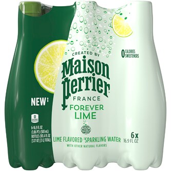 Maison Perrier Sparkling Water, Lime, Plastic Bottles