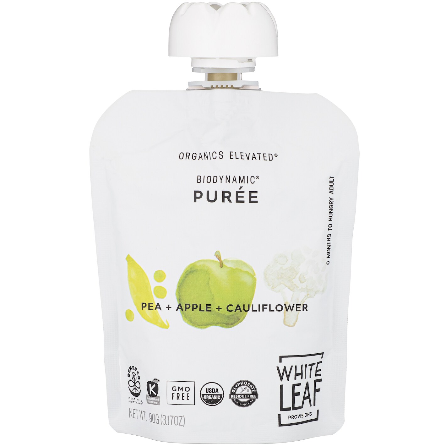 White Leaf Provisions Organic Regeneratively Farmed Puree, Pea + Apple + Cauliflower