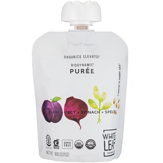 White Leaf Provisions Organic Regeneratively Farmed Puree, Plum + Beet + Spinach + Spelt