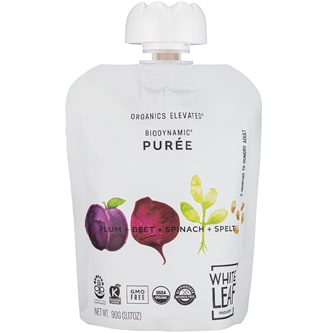 White Leaf Provisions Organic Regeneratively Farmed Puree, Plum + Beet + Spinach + Spelt