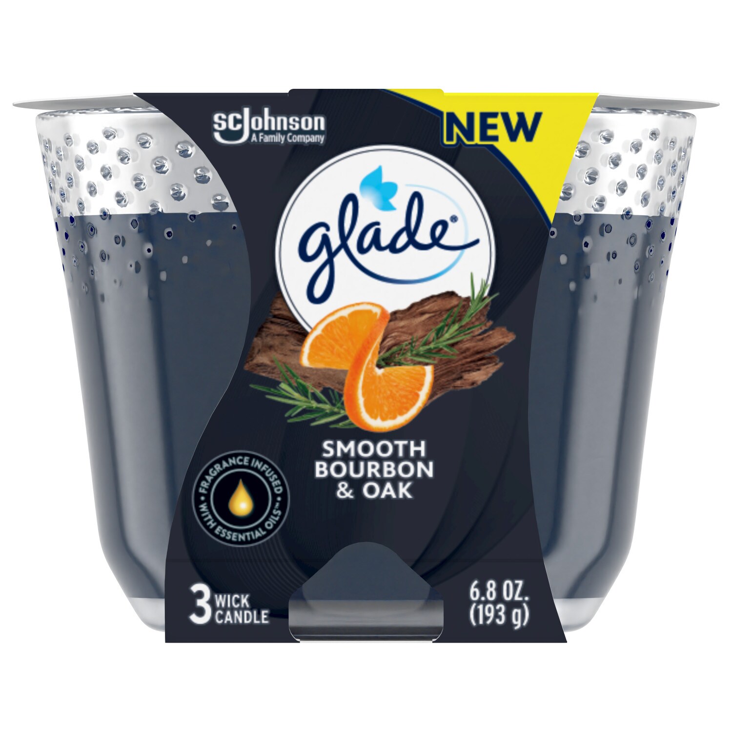 Glade Scented Candle, Smooth Bourbon & Oak